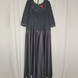 JS Collections Black Subtle Sparkle Top Satin A-Line Skirt Maxi Gown - Size 16